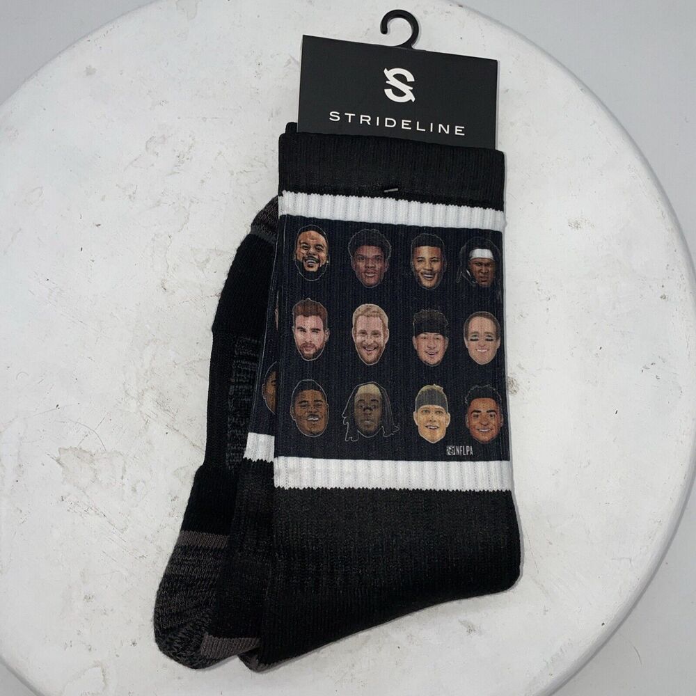 Strideline NFLPa 12  Faces Socks Black Crew